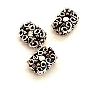 New Lot of 3 Oval Scroll Bali Style Beads